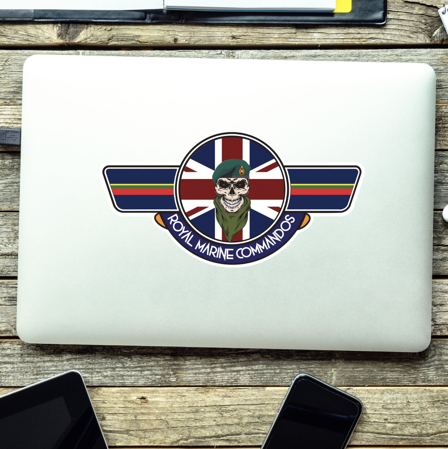 Royal Marines UV Laminated Vinyl Sticker - Wings redplume