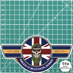 Princess of Wales's Royal Regiment PWRR UV Laminated Vinyl Sticker - Wings redplume