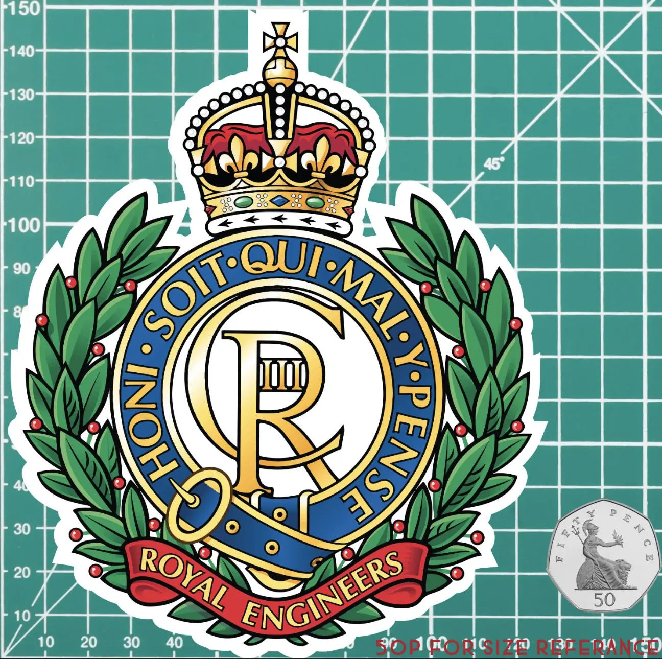 Royal Engineers Waterproof Vinyl Stickers new style - Official MoD Reseller redplume