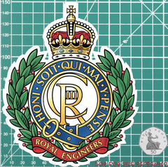 Royal Engineers Waterproof Vinyl Stickers new style - Official MoD Reseller redplume