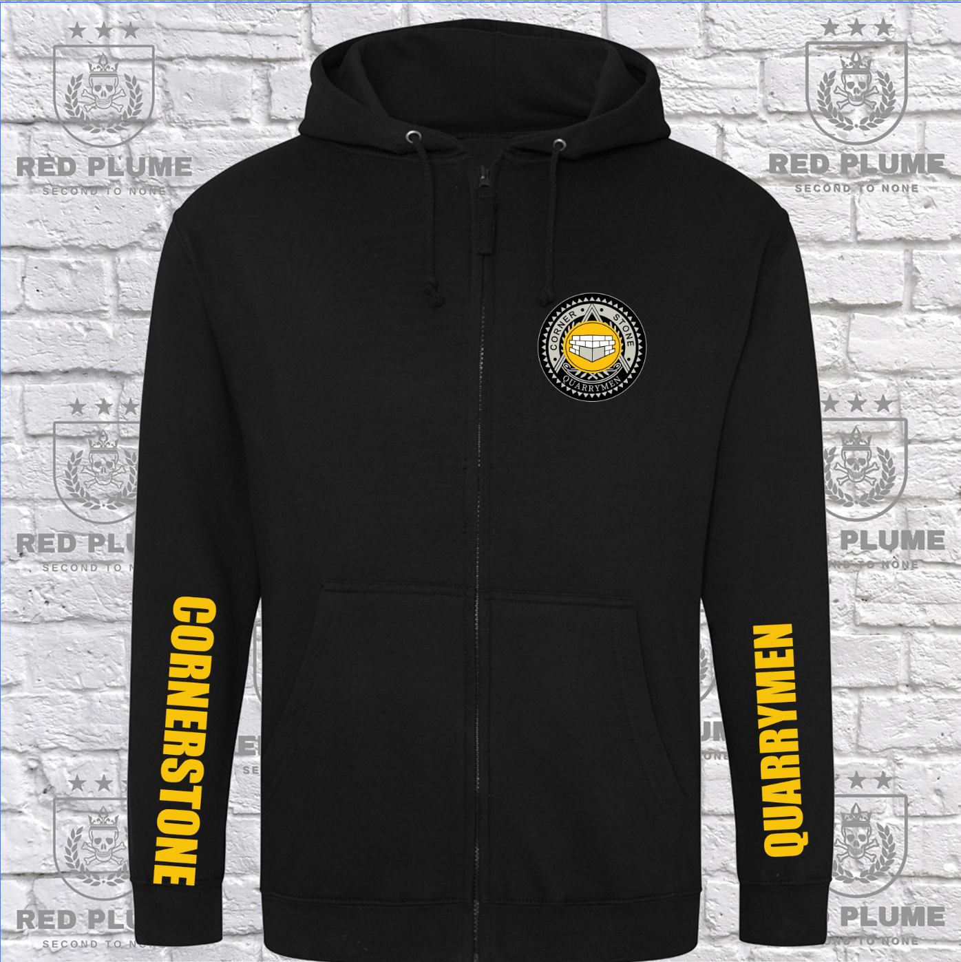 Quarrymen Cornerstone Chapter Logo Zoodie/Hoodie - Red Plume