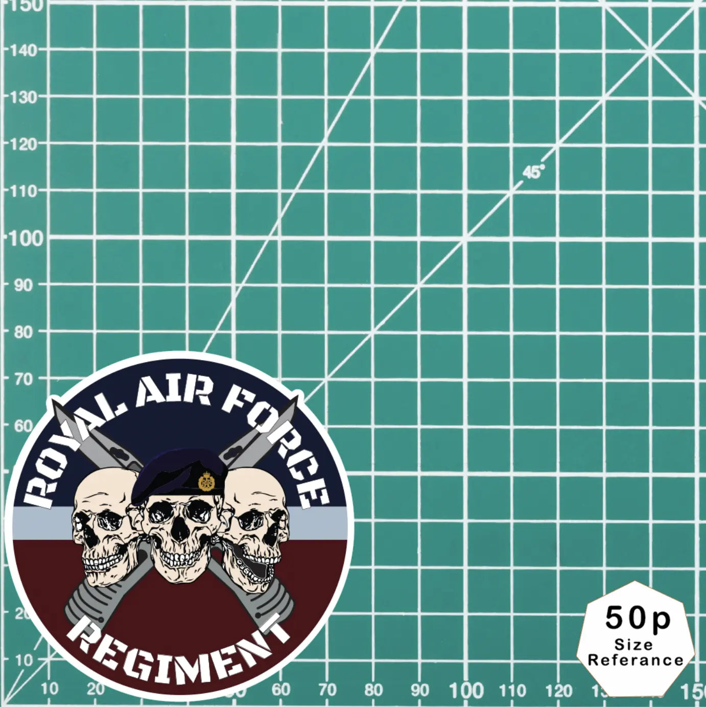 Royal Air Force Regiment Waterproof Vinyl Stickers Three Skull Design redplume
