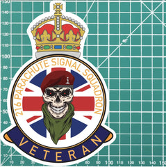 216 Parachute Signals Squadron Veteran UV Laminated Skull & Beret Decal redplume