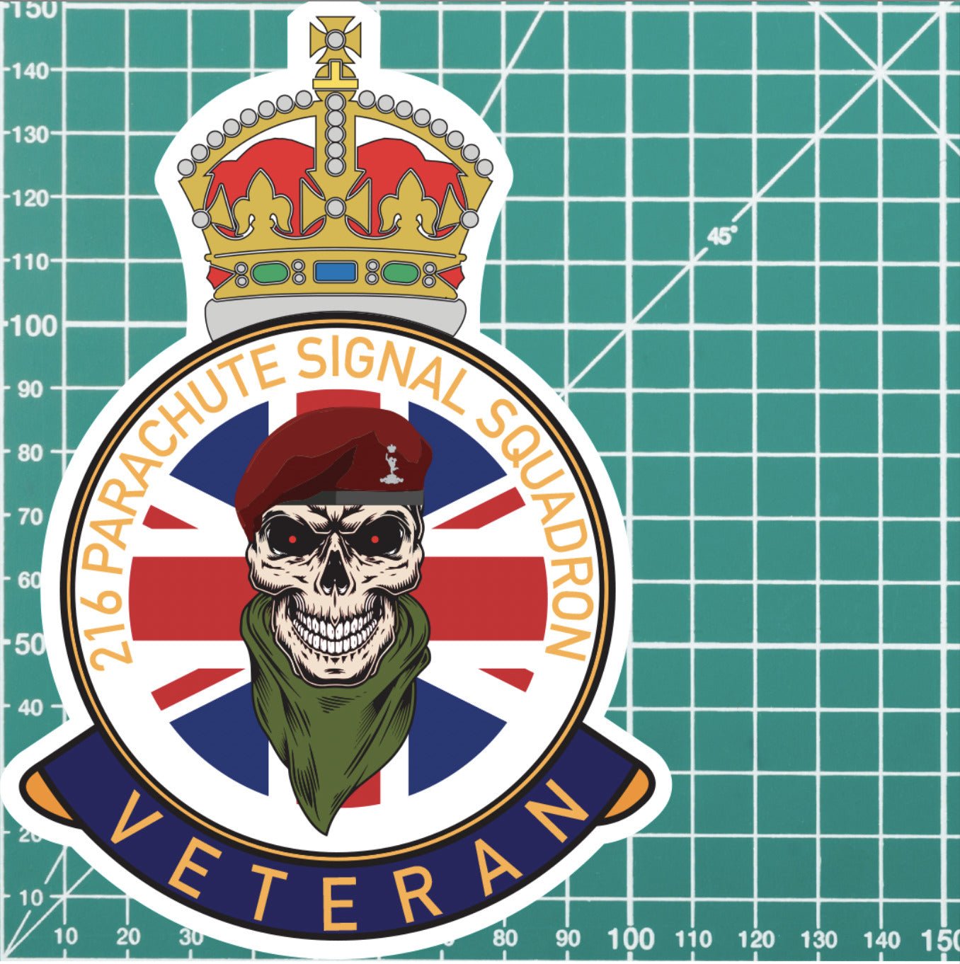 216 Parachute Signals Squadron Veteran UV Laminated Skull & Beret Decal redplume