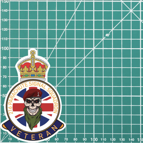 216 Parachute Signals Squadron Veteran UV Laminated Skull & Beret Decal redplume