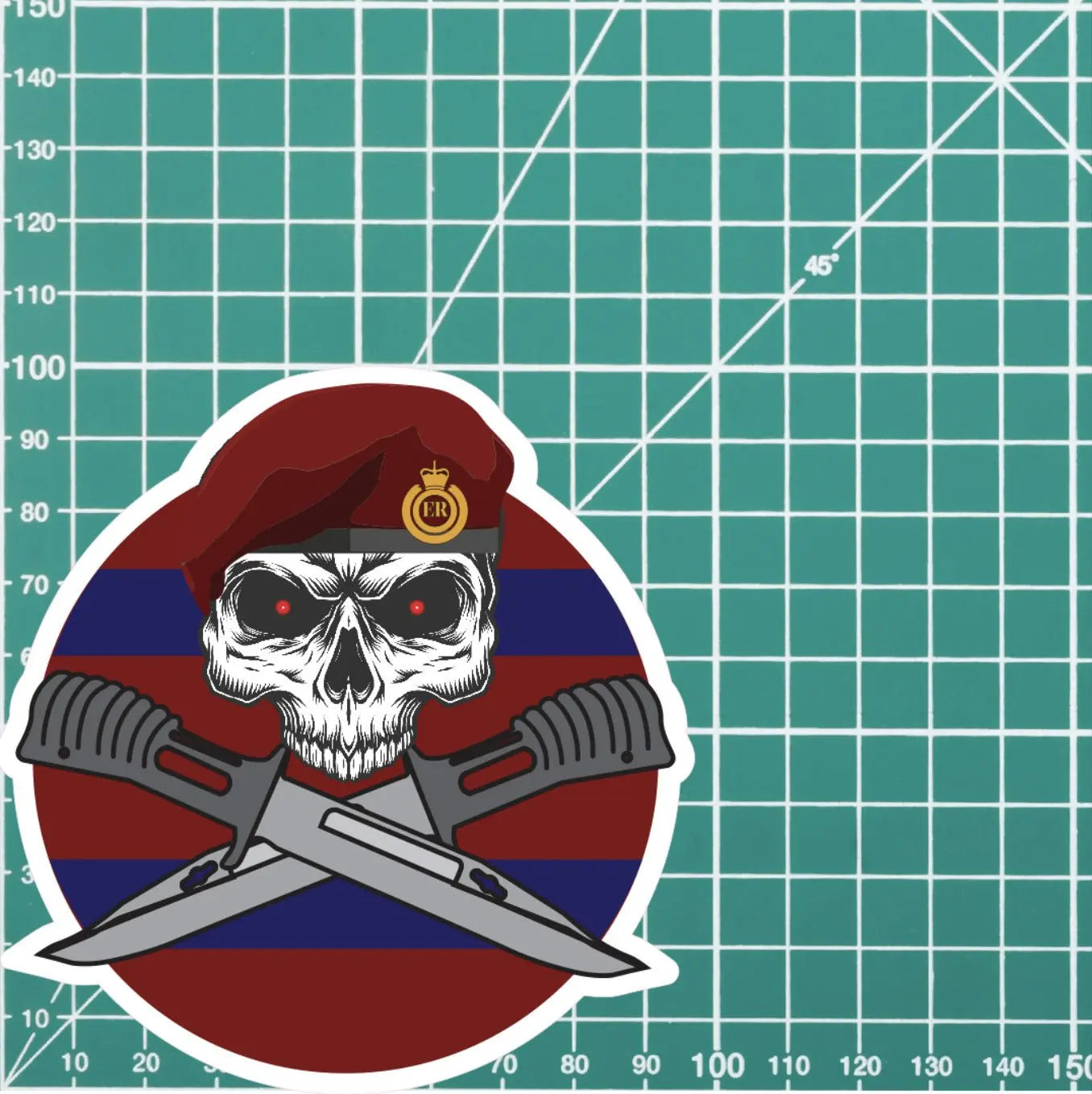 23 Parachute Engineer Regiment Car Decal - Skull and Crossed Bayonets Design redplume