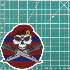 23 Parachute Engineer Regiment Car Decal - Skull and Crossed Bayonets Design redplume
