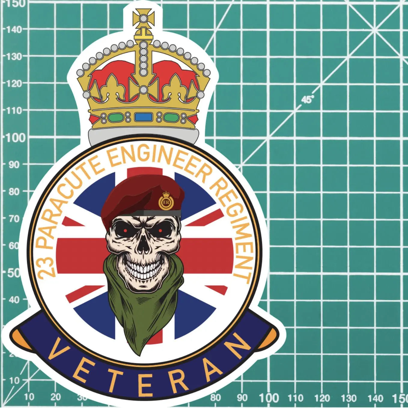 23 Parachute Engineer Regiment Veteran UV Laminated Skull & Beret Decal redplume