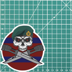 24 Commando Royal Engineers Car Decal - Skull and Crossed Bayonets Design redplume