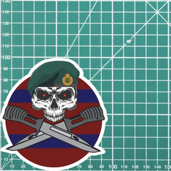 24 Commando Royal Engineers Car Decal - Skull and Crossed Bayonets Design redplume
