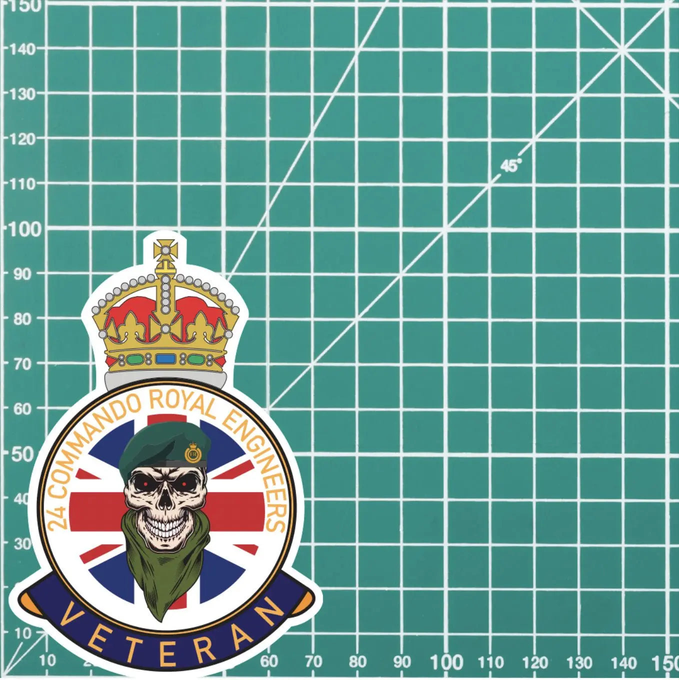 24 Commando Royal Engineers Veteran UV Laminated Skull & Beret Decal redplume
