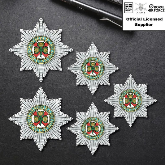 5 x Irish Guards Vinyl Stickers - 2x 75mm, 3x 50mm - Official MoD Reseller redplume