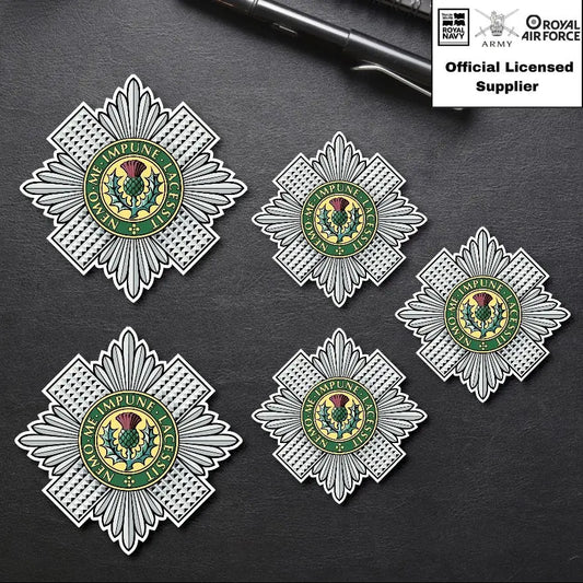 5 x Scots Guards Vinyl Stickers - 2x 75mm, 3x 50mm redplume