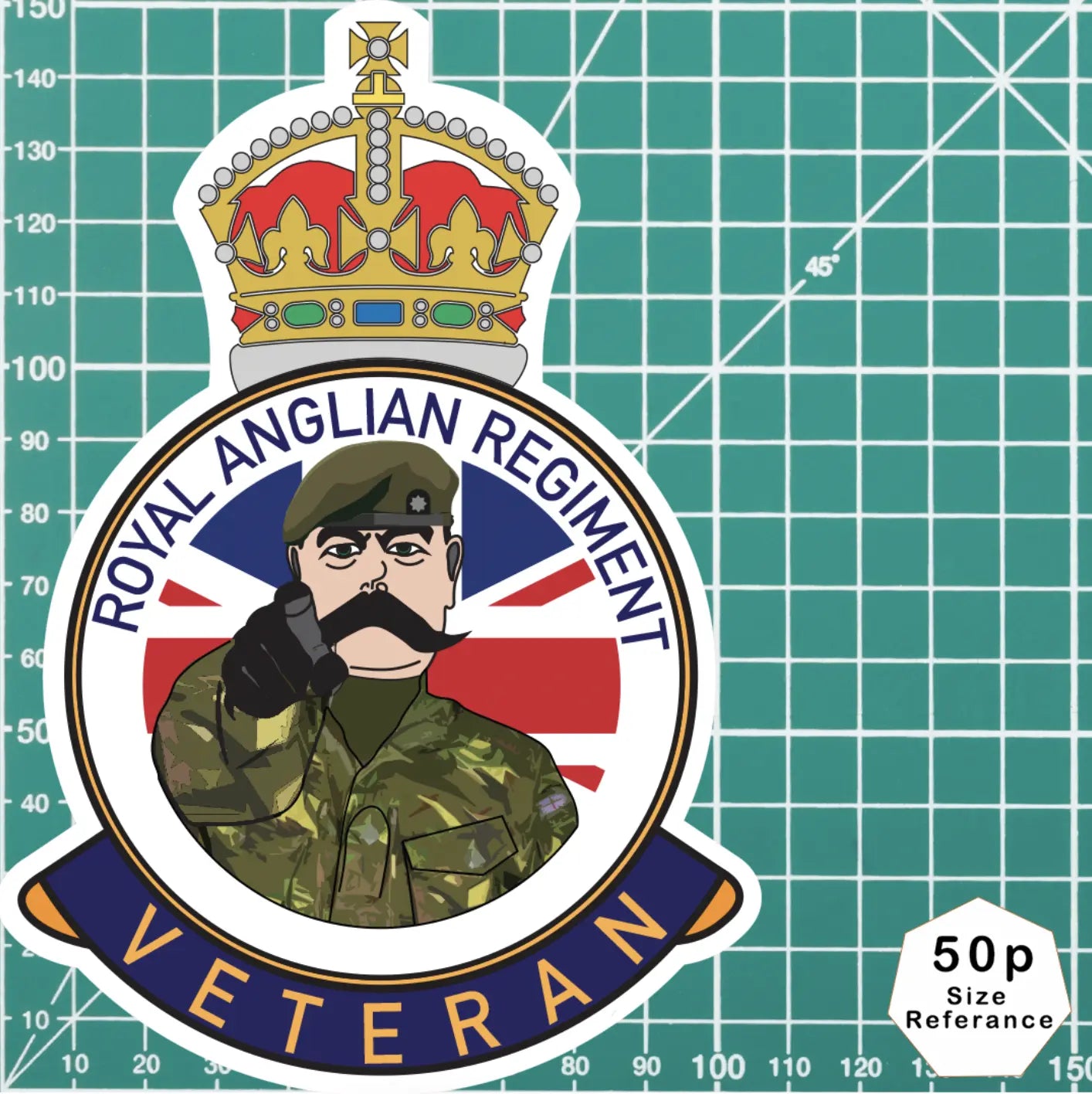 Royal Anglian Regiment Veteran UV Laminated Lord Kitchener & Beret Decal redplume