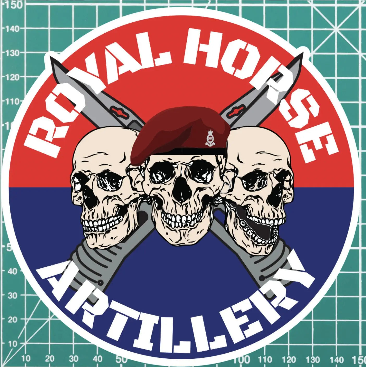 7 Royal Horse Artillery 7 RHA Waterproof Vinyl Stickers Three Skull Design redplume