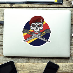 Airborne REME Car Decal - Stylish Skull and Crossed Bayonets Design redplume