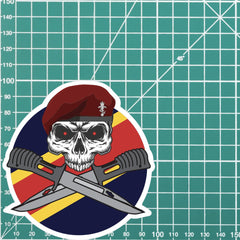 Airborne REME Car Decal - Stylish Skull and Crossed Bayonets Design redplume
