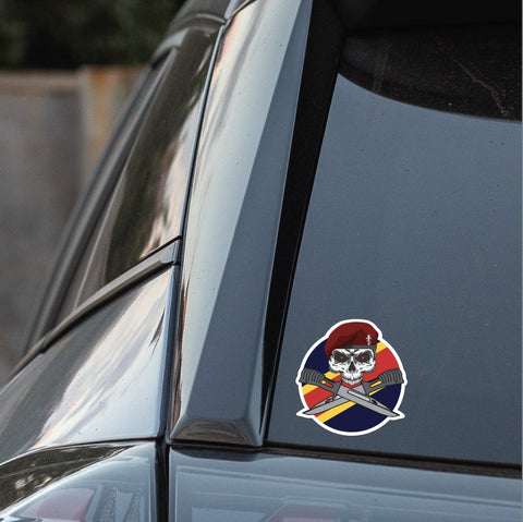 Airborne REME Car Decal - Stylish Skull and Crossed Bayonets Design redplume