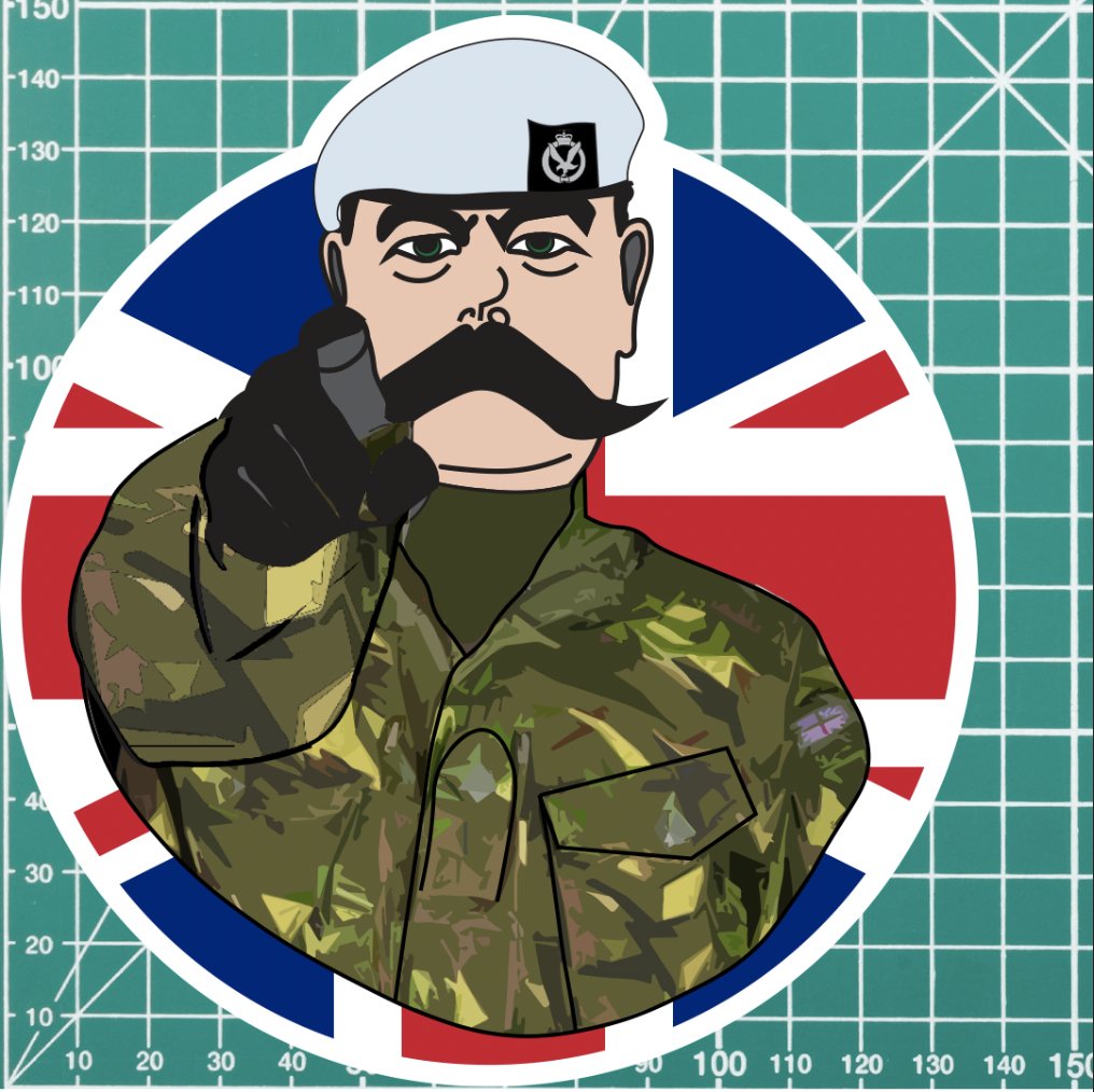 Army Air Corps AAC Vinyl Waterproof Sticker, Lord Kitchener Design redplume