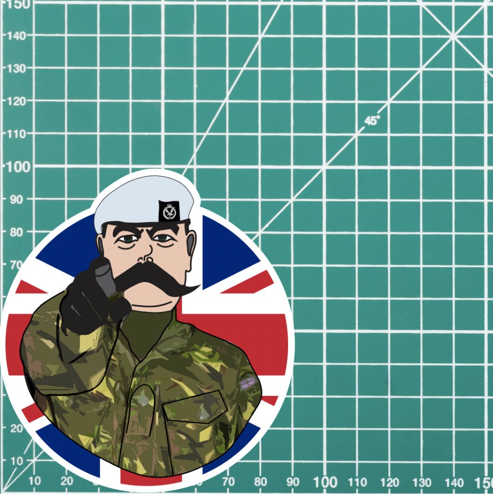 Army Air Corps AAC Vinyl Waterproof Sticker, Lord Kitchener Design redplume