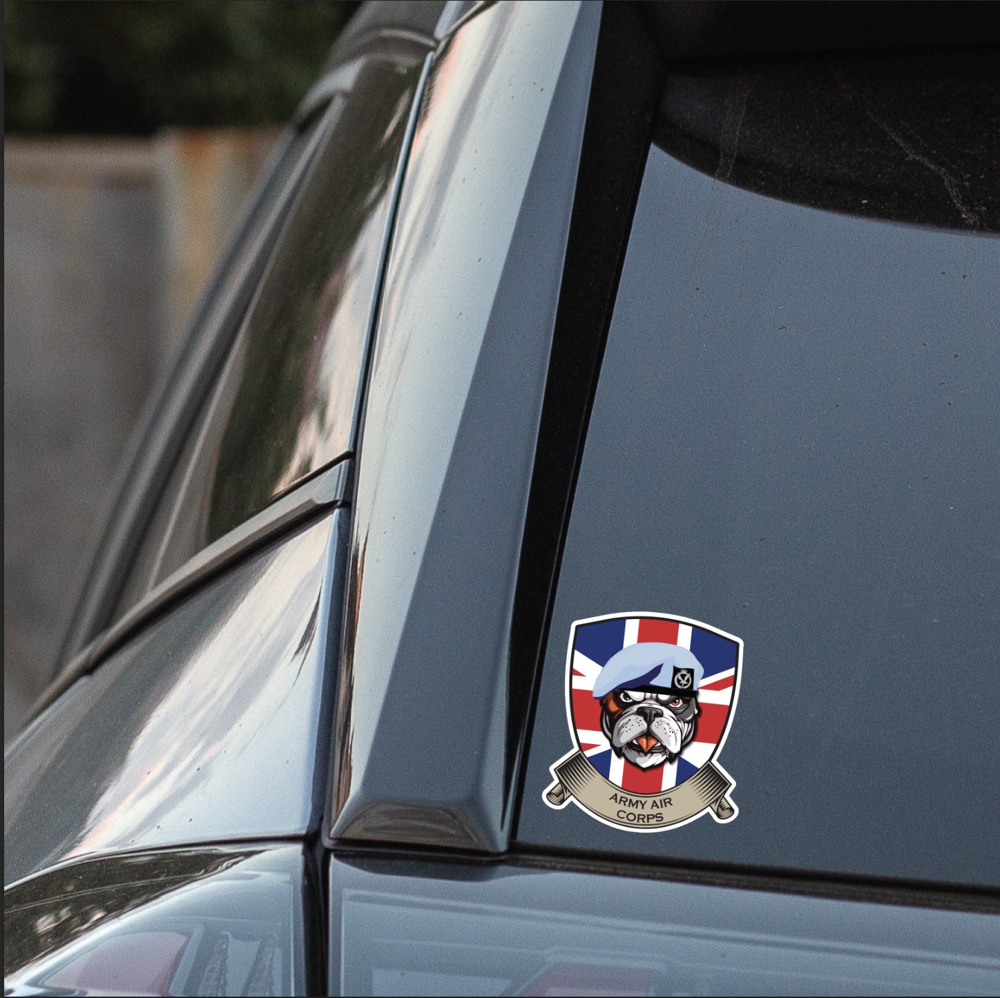 Army Air Corps British Bulldog and Union Jack Shield Vinyl Sticker - 10cm redplume