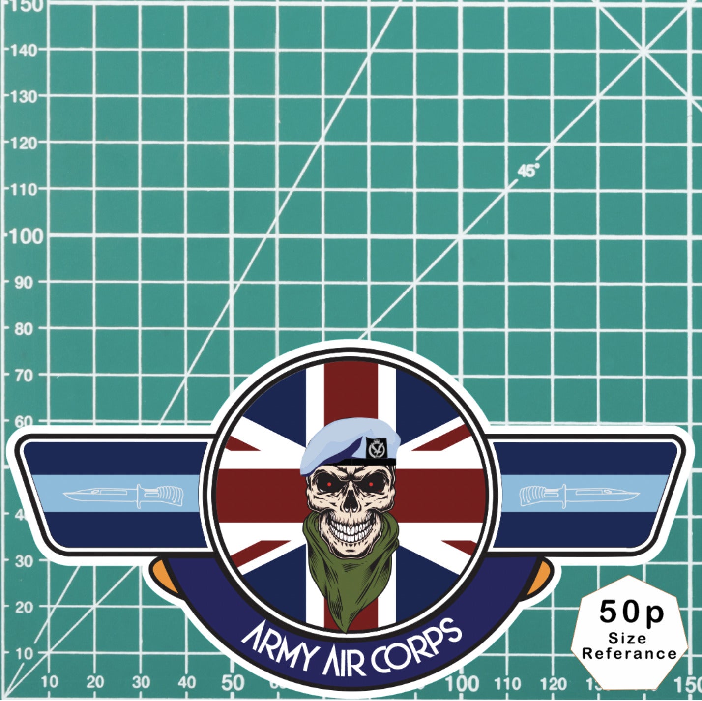 Army Air Corps UV Laminated Vinyl Sticker - Wings redplume