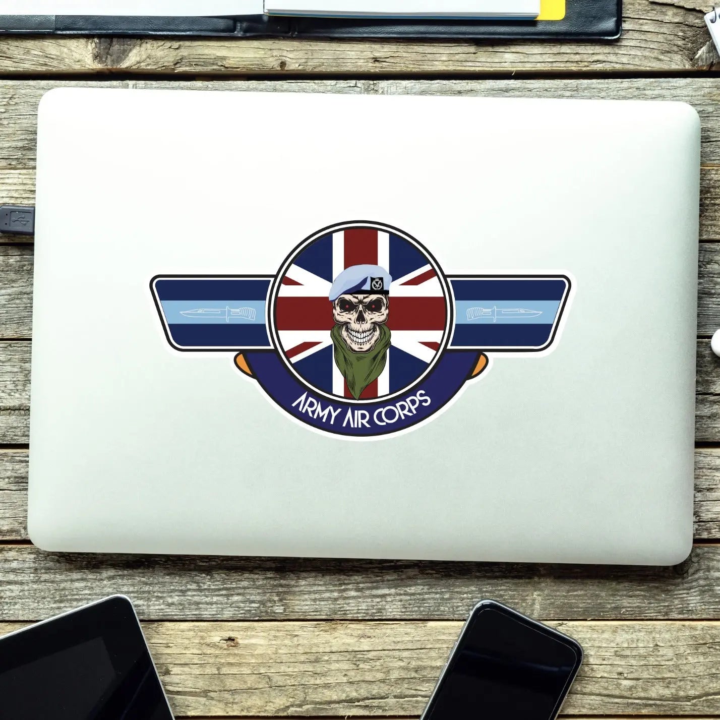 Army Air Corps UV Laminated Vinyl Sticker - Wings redplume