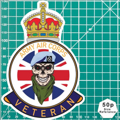 Army Air Corps Veteran UV Laminated Skull & Beret Decal redplume