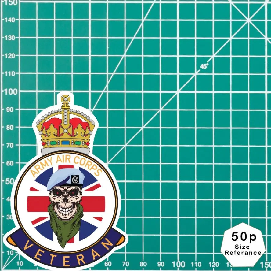Army Air Corps Veteran UV Laminated Skull & Beret Decal redplume