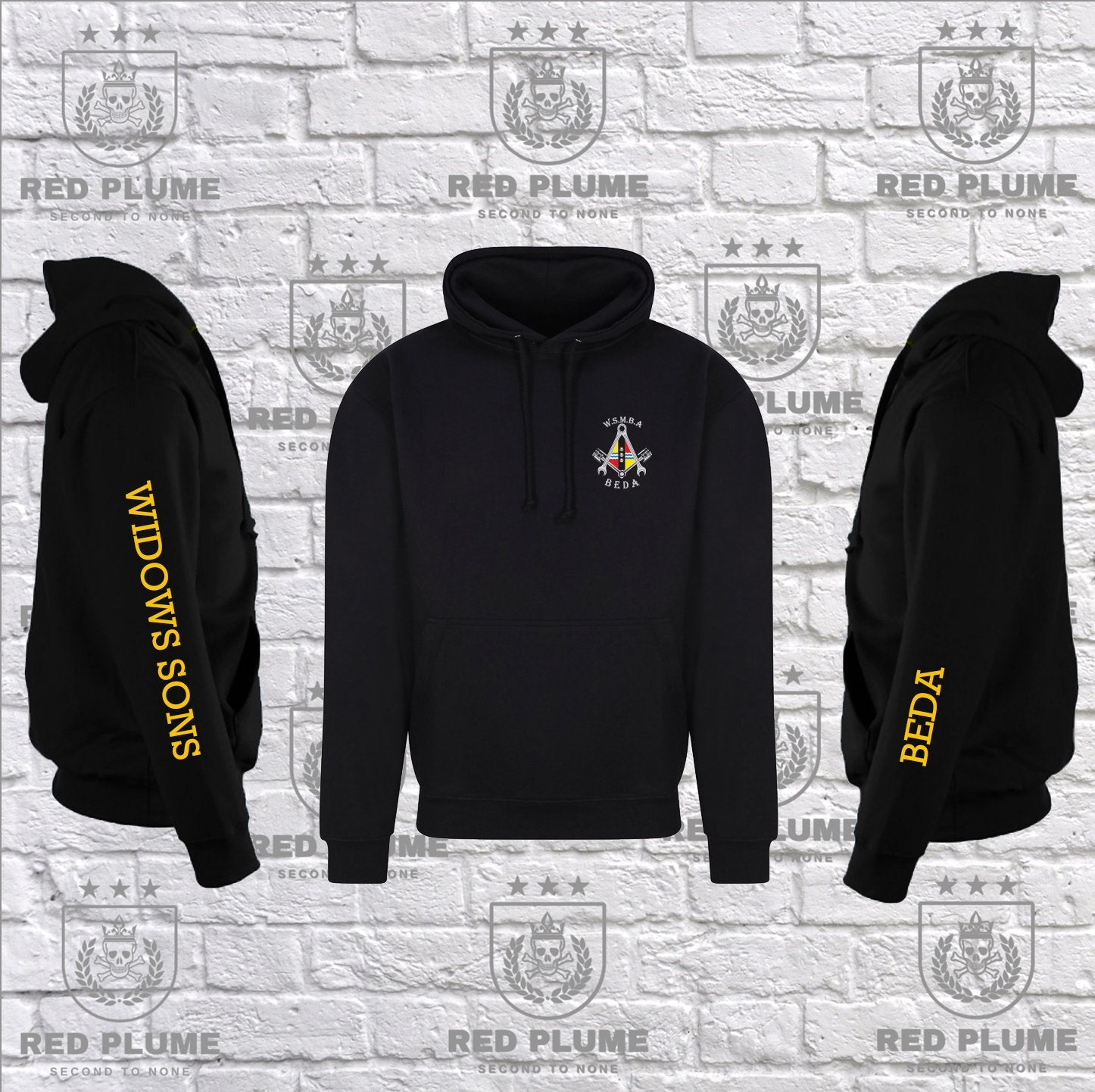 BEDA Square and Compass Hoodie or Zoodie redplume