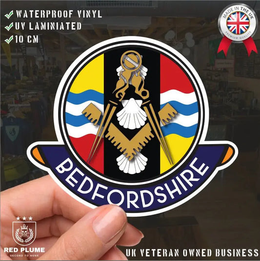 Bedfordshire Masonic Car Sticker | UV Laminated redplume