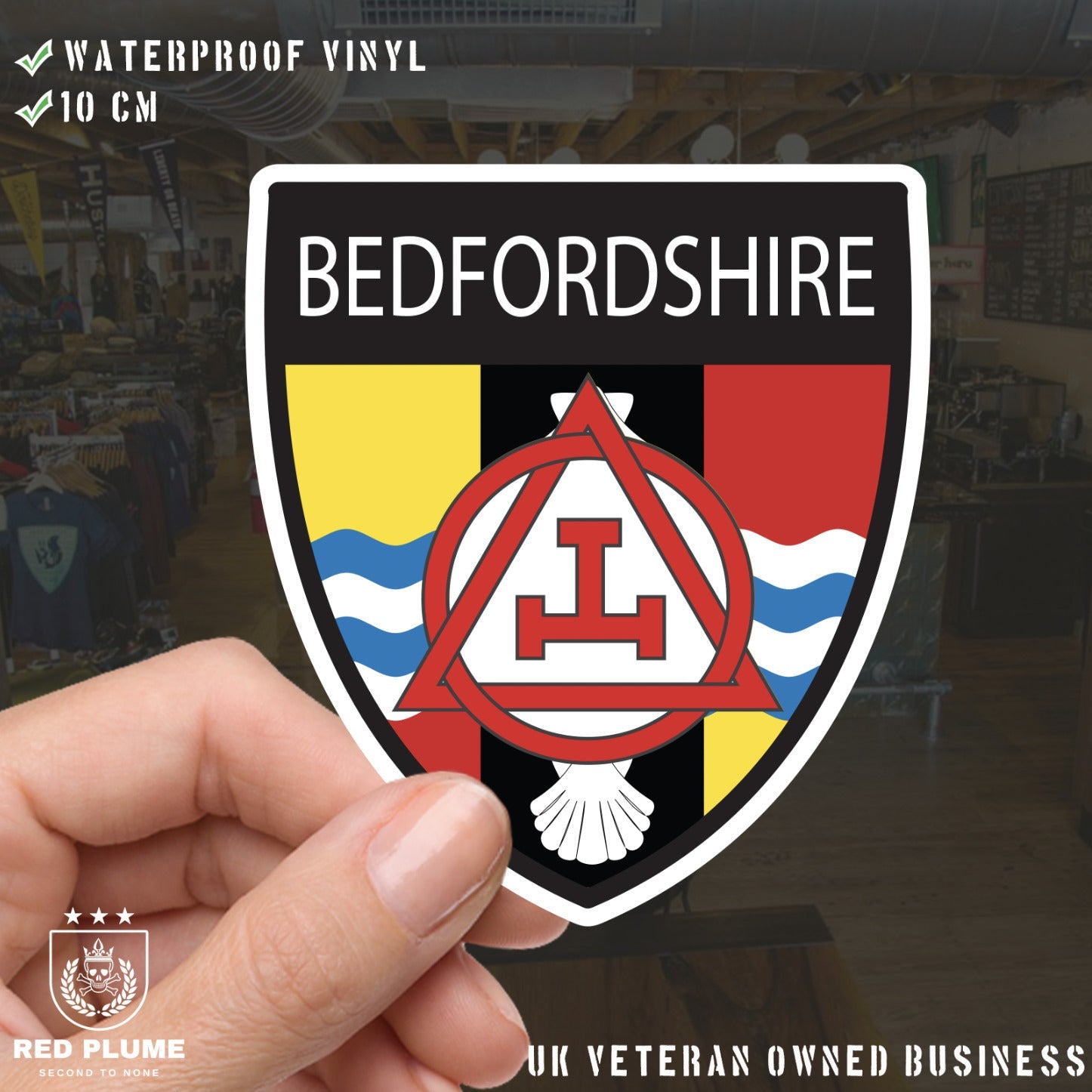 Bedfordshire Masonic Holy Royal Arch Shield Sticker redplume