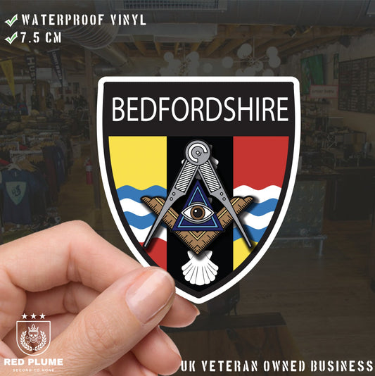 Bedfordshire Masonic Shield Sticker redplume