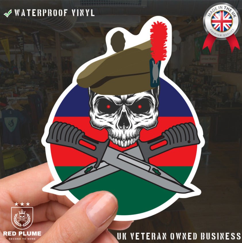 Black Watch Car Decal - Stylish Skull and Crossed Bayonets Design redplume