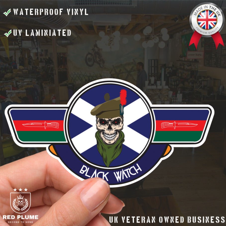 Black Watch UV Laminated Vinyl Sticker - Wings redplume