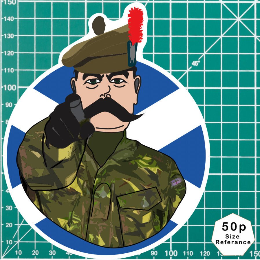 Black Watch Vinyl Waterproof Sticker, Lord Kitchener Design redplume