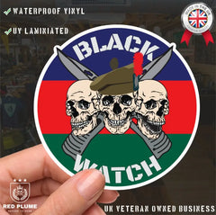 Black Watch Waterproof Vinyl Stickers Three Skull Design redplume
