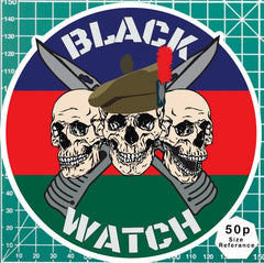 Black Watch Waterproof Vinyl Stickers Three Skull Design redplume