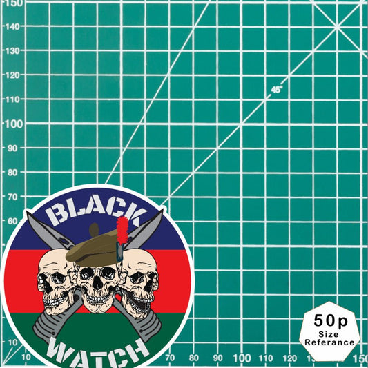 Black Watch Waterproof Vinyl Stickers Three Skull Design redplume
