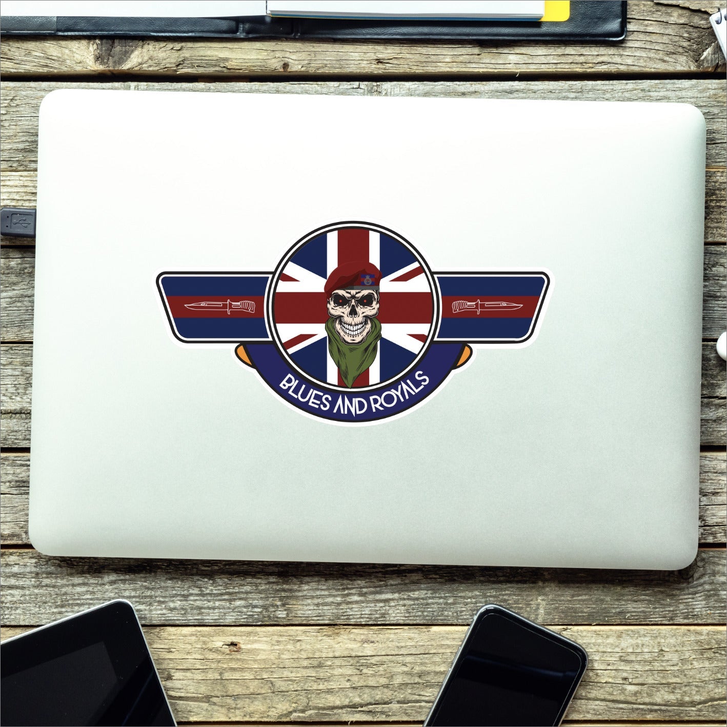 Blues and Royals Airborne UV Laminated Vinyl Sticker - Wings redplume