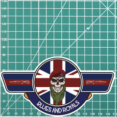 Blues and Royals Airborne UV Laminated Vinyl Sticker - Wings redplume