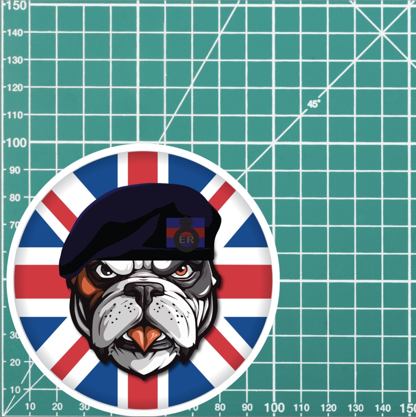 Blues and Royals British Veteran Bulldog Decal - 10cm Vinyl Sticker redplume