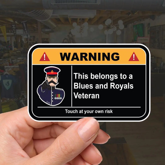 Blues and Royals Veteran Warning Funny Vinyl Sticker 100mm wide redplume
