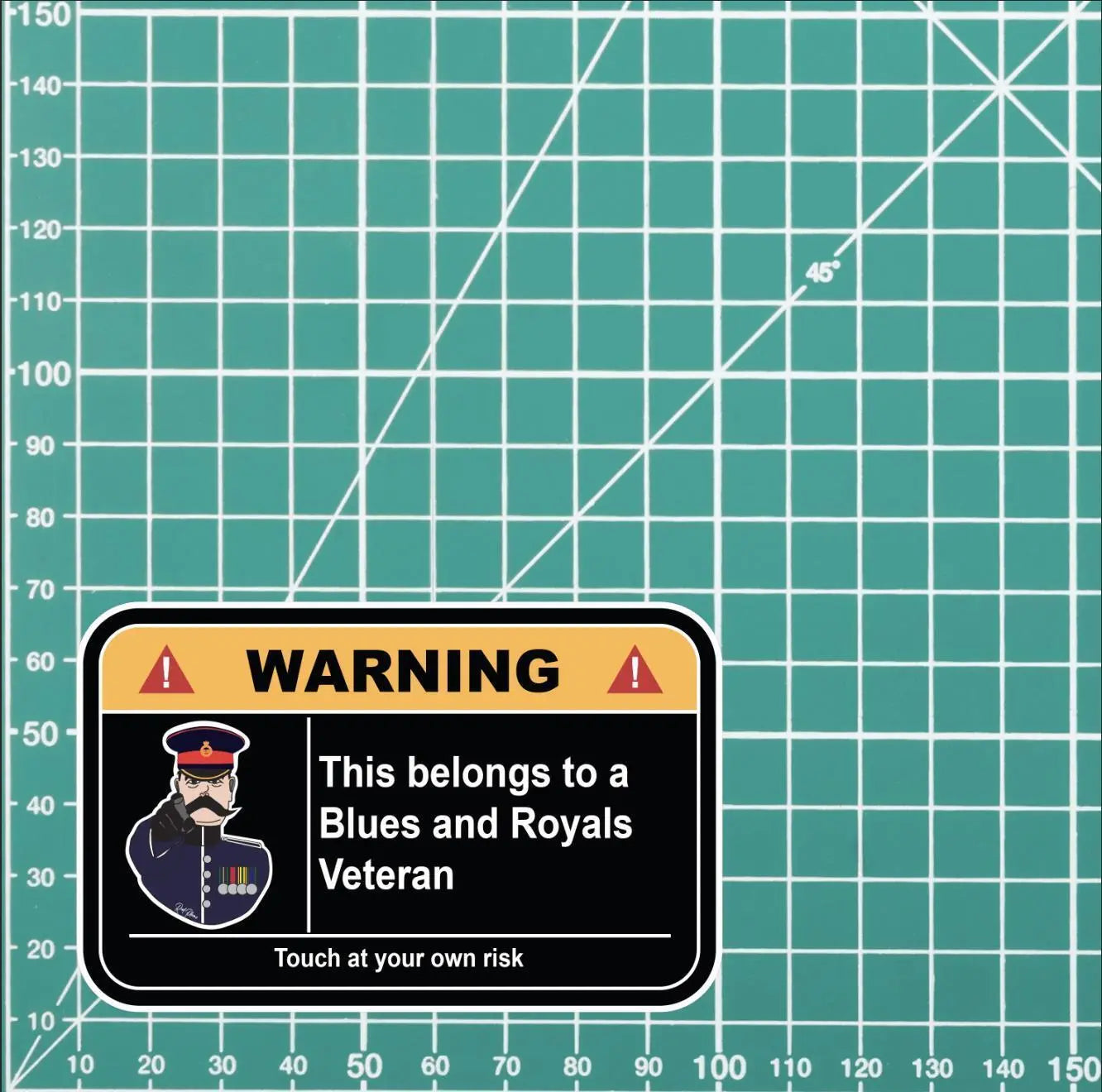 Blues and Royals Veteran Warning Funny Vinyl Sticker 100mm wide redplume