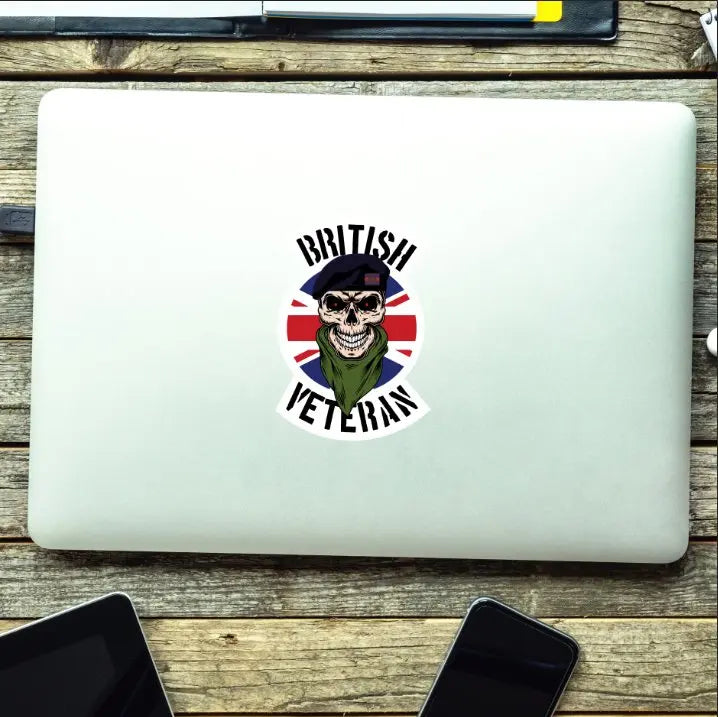 Blues and Royals Veteran Waterproof Vinyl Decal/Sticker Skull and Union Jack redplume