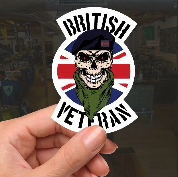Blues and Royals Veteran Waterproof Vinyl Decal/Sticker Skull and Union Jack redplume