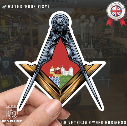 Bristol Masonic Sticker Square & Compass Union Vinyl Decal redplume