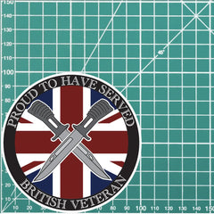 British Veteran Decal | Union Jack with Crossed Bayonets | UV Laminated redplume