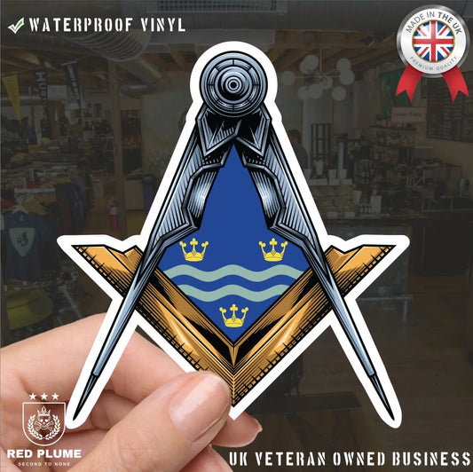 Cambridgeshire Masonic Sticker Square & Compass Union Vinyl Decal redplume