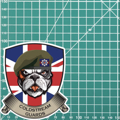 Coldstream Guards British Bulldog and Union Jack Shield Vinyl Sticker - 10cm redplume